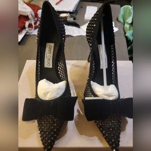 Jimmy Choo Love 85 Mesh & Suede Pump Women's Black 38